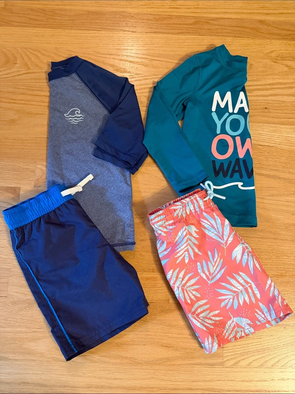 Cat & Jack Swim Trunks & Rash Guard bundle, 4 pcs, size 5T